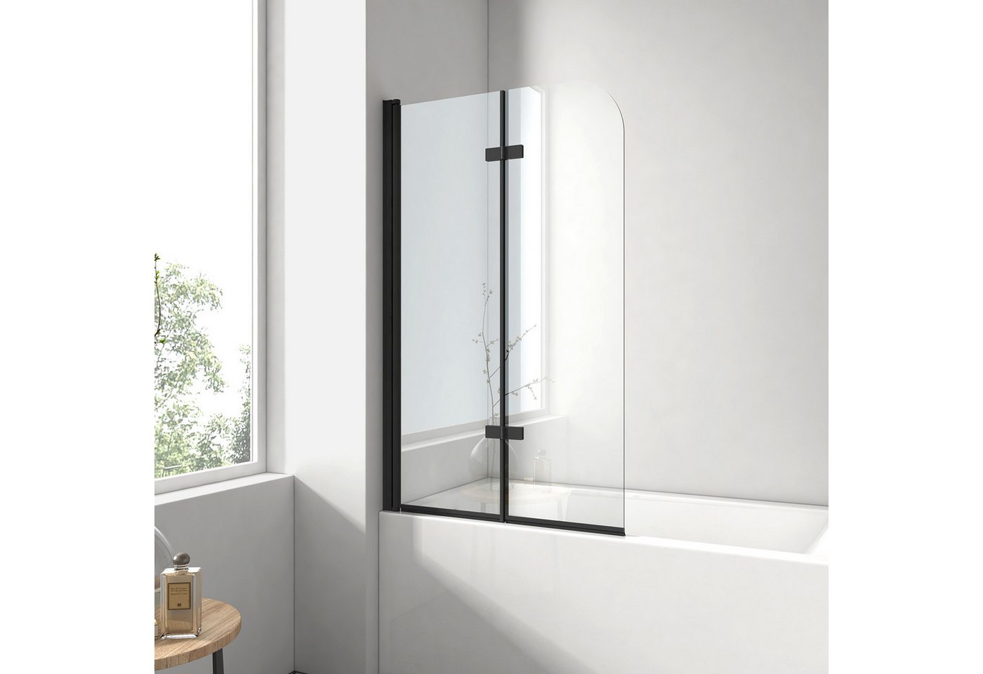 EMKE Badewannenaufsatz Duschwand für Badewanne,2-teilig Duschwand Faltbar Schwenkbar Aufsatz, (Set), Duschwand Faltbar,6mm Klarglas Einscheibensicherheitsglas,100x140cm Bild 5