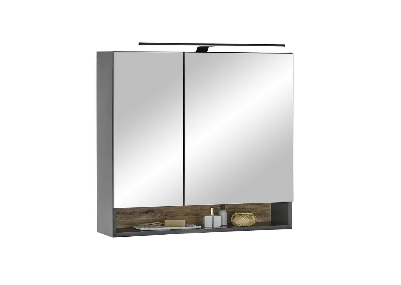 BEGA BBK Badezimmer-Set (2-tlg) in schwarz / Evoke Eiche Dekor - 80x195x35 (BxHxT), (2-tlg., bestehend aus: Waschbeckenunterschrank,Spiegelschrank) Bild 5