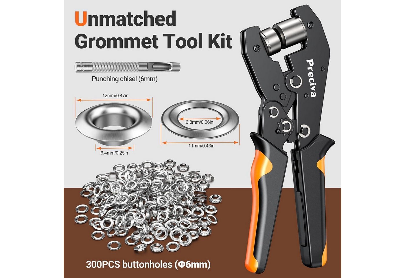 LuxusKollektion Ösenzange Ösenzange Set 300 Ösen 6 mm Ratsche Hebeltechnik Bild 4