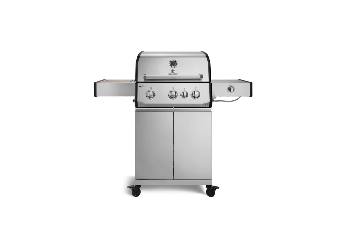 BURNHARD® Gasgrill 3-Brenner, 2x Edelstahl-Stabbrenner, 3,75 kW, Infrarot-Keramikbrenner, Infrarot-Keramikheckbrenner 3,2 kW, Seitenkochfeld, Gussrost, Piezo-Zündung – FRED Deluxe Bild 2