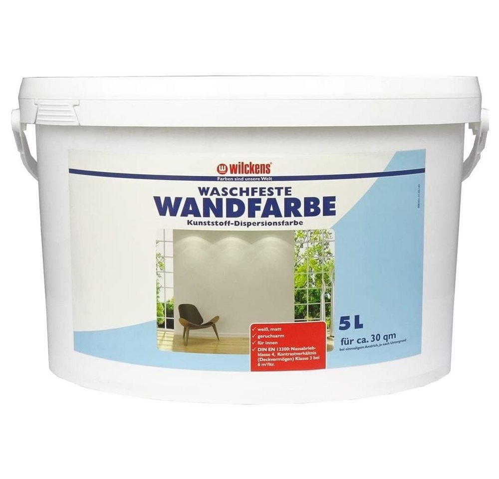 Wilckens Farben Wandfarbe Waschfeste Farbe Weiß matt Dispersionsfarbe, Mattes, modernes Finish