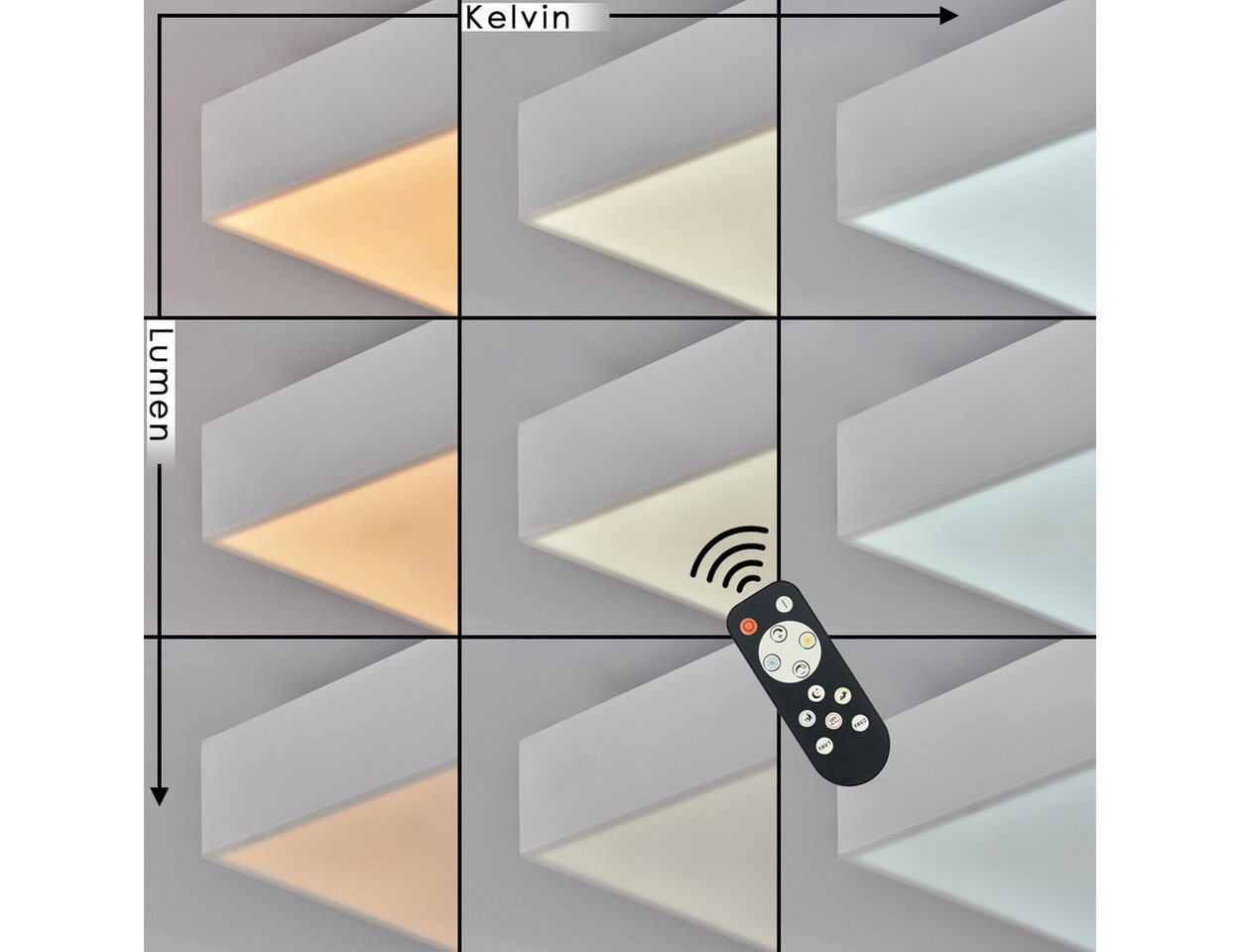 hofstein Panel Deckenpanel aus Metall/Kunststoff in Weiß mit Memory-Funktion, LED wechselbar, flache Deckenlampe mit Fernbedienung, CCT, LED 37 Watt, 4000 Lumen Bild 2