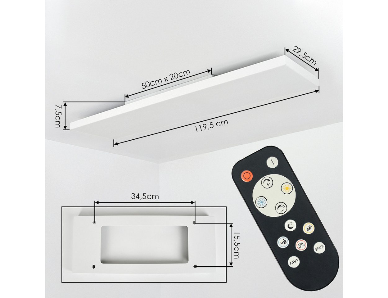 hofstein Panel Deckenpanel aus Metall/Kunststoff in Weiß mit Memory-Funktion, LED wechselbar, flache Deckenlampe mit Fernbedienung, CCT, LED 37 Watt, 4000 Lumen Bild 4