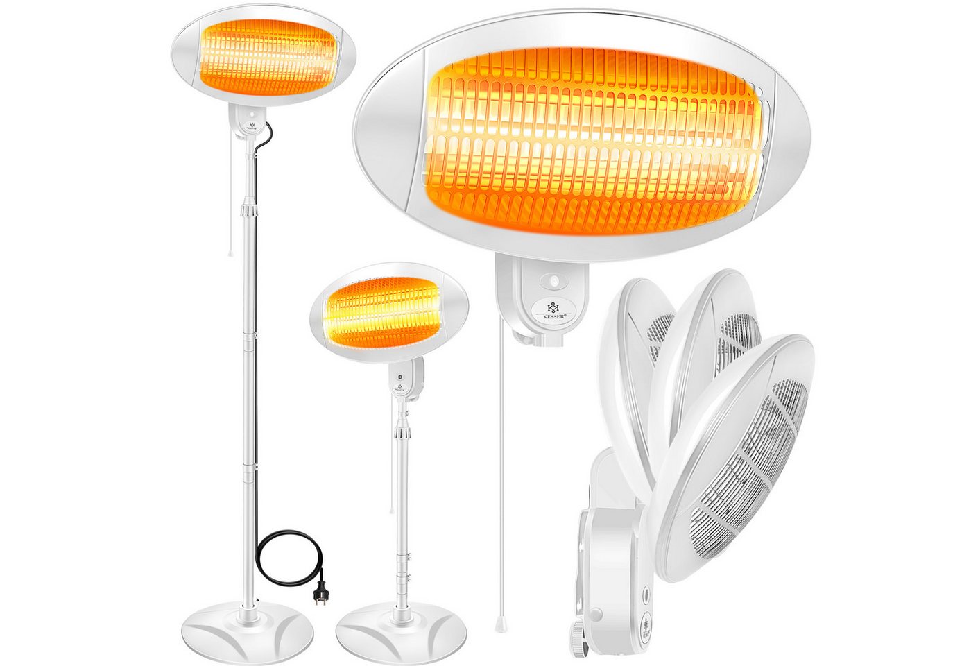 KESSER Heizstrahler Infrarot Wickeltischstrahler Wärmelampe für Babys, Standgerät + Wand, 2000 W, Wärmestrahler höhenverstellbar mit Kippschutz, Infrarotheizung Bild 3