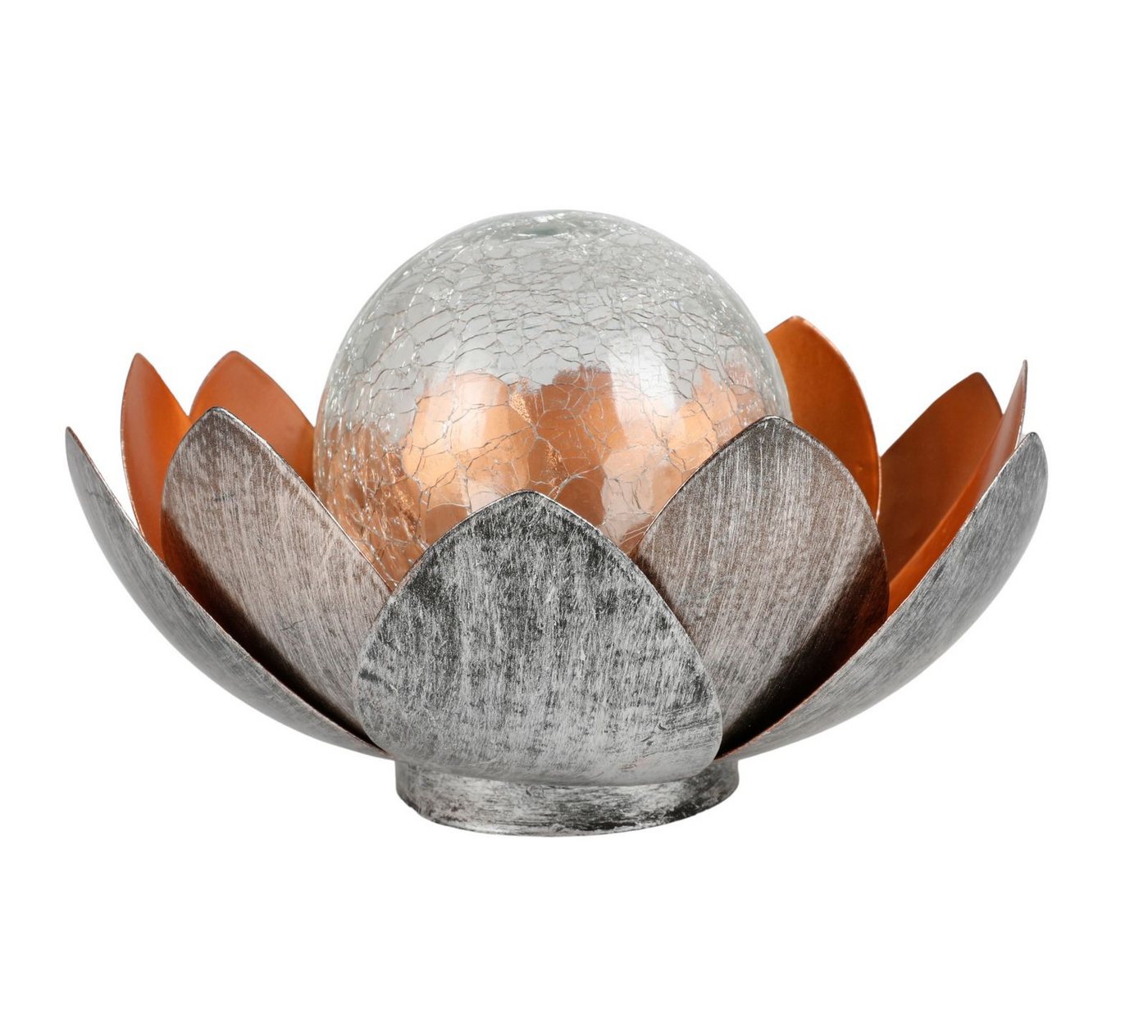 BURI Gartenfigur Solar Lotusblume aus Metall und Glas Gartendeko Dekofigur Garten Bild 3