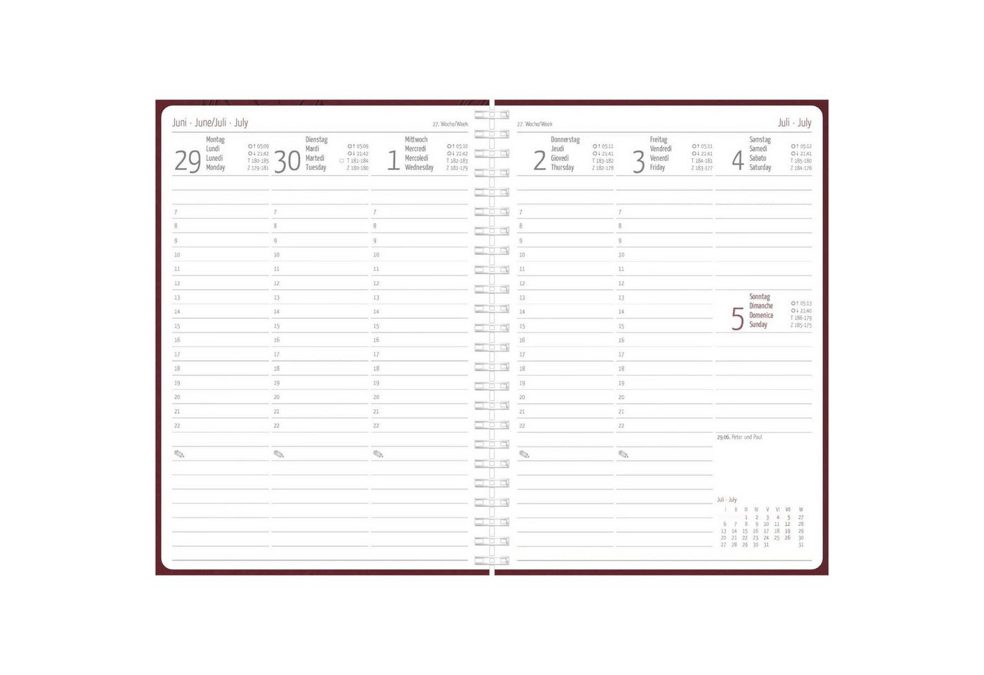 Taschenkalender Wochenplaner Flower Ringbuch 2027