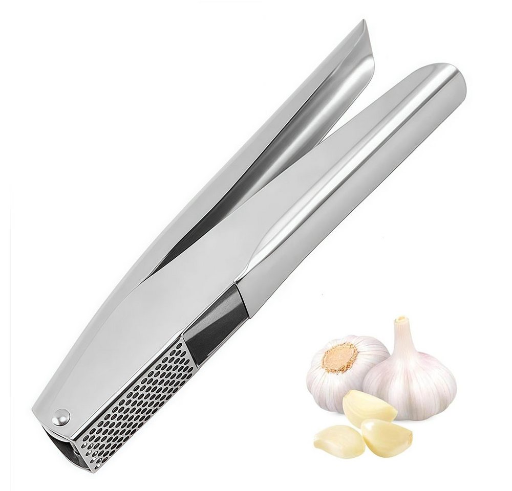 AFKSMILE Knoblauchpresse Edelstahl Quetscher Manuell,garlic press,für Knoblauch & Ingwer, Ohne Schälen, Ergonomische Griffe, Leicht zu reinigen, 5cm Presskammer Bild 5