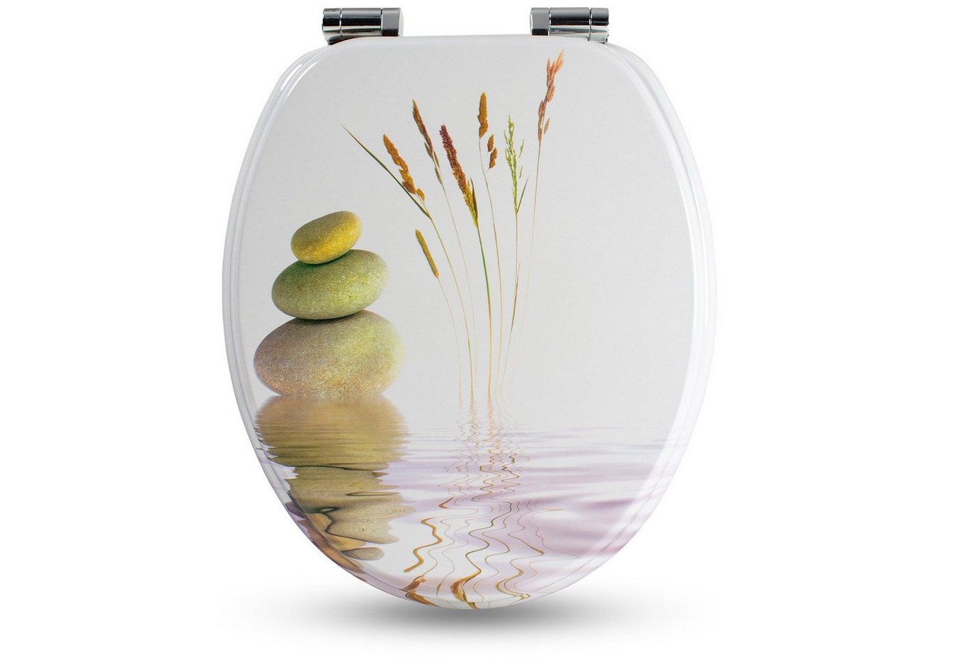 Sanfino WC-Sitz "Balance II" Premium Toilettendeckel mit Absenkautomatik aus Holz, mit schönem Stein-Motiv, hohem Sitzkomfort, einfache Montage Bild 5