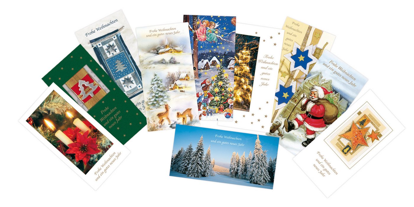 BSB Grußkarten Weihnachten - Mehrfachpackung - 10 Karten/10 Umschläge – im Format
