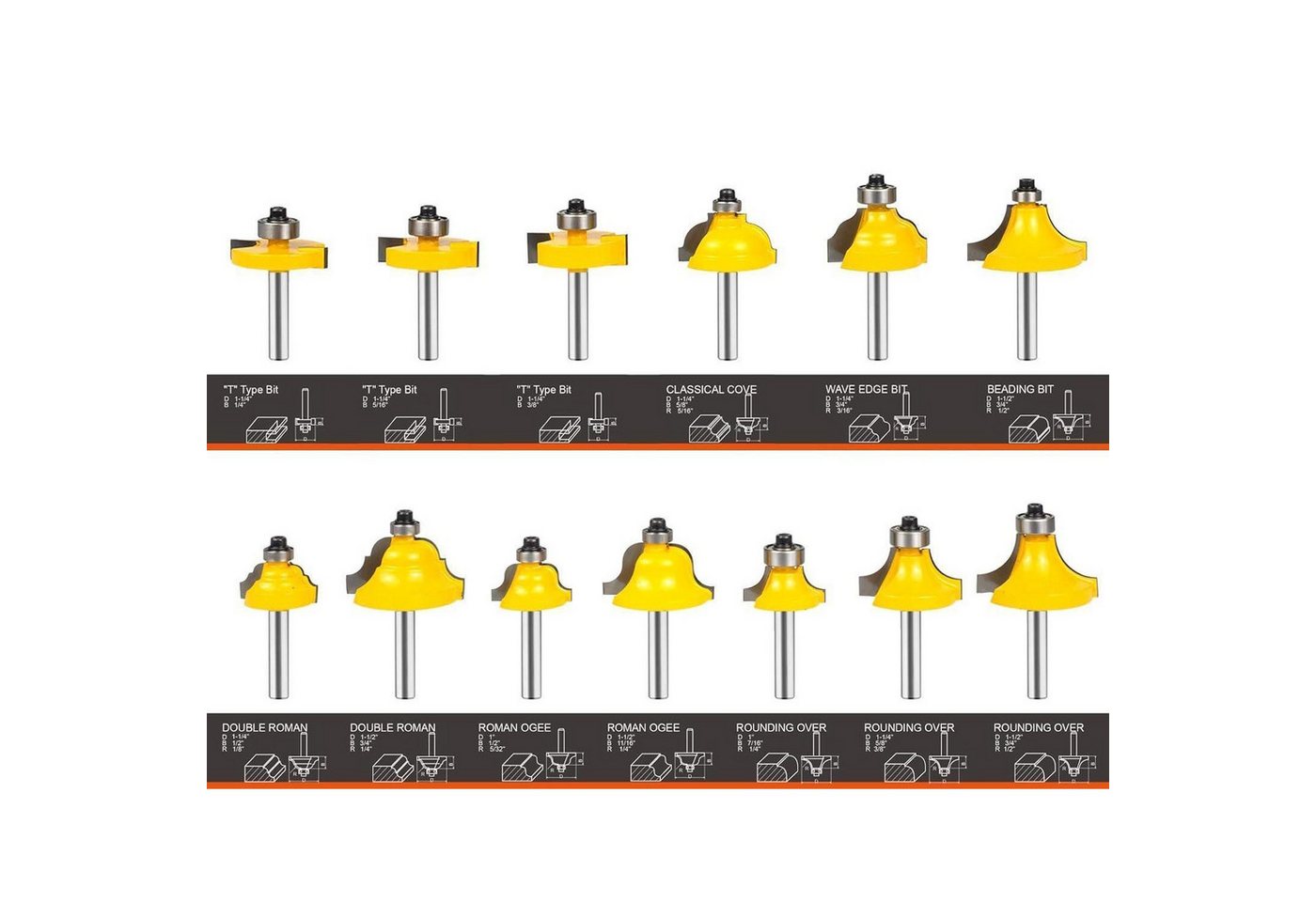 LuxusKollektion Fräser-Set Fräser Set Holz Hartmetall Oberfräse 35tlg 35 tlg. Fräser Set