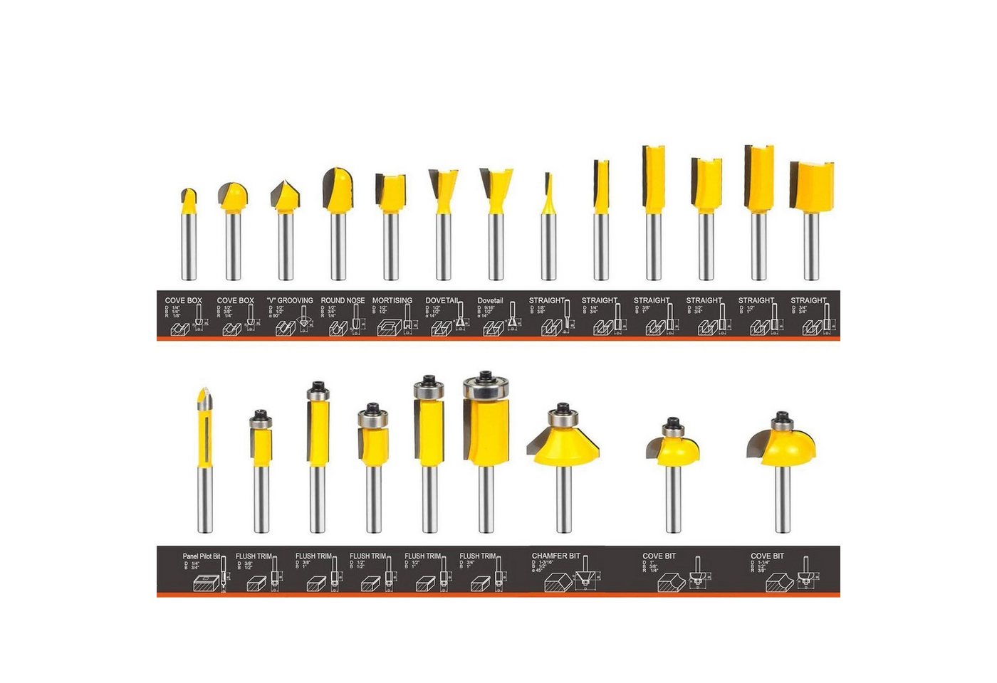 LuxusKollektion Fräser-Set Fräser Set Holz Hartmetall Oberfräse 35tlg 35 tlg. Fräser Set Bild 5