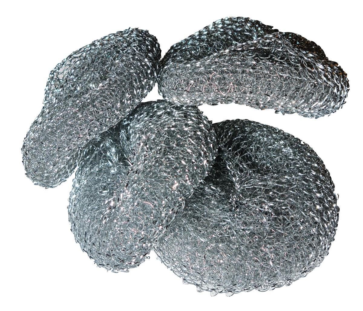 Best Choice Reinigungsschwamm Metall Topfreiniger 4er Set Ø 100mm Silber, Topfreiniger Metallschwamm Topfkratzer Scheuerreiniger Schwamm Reinigu