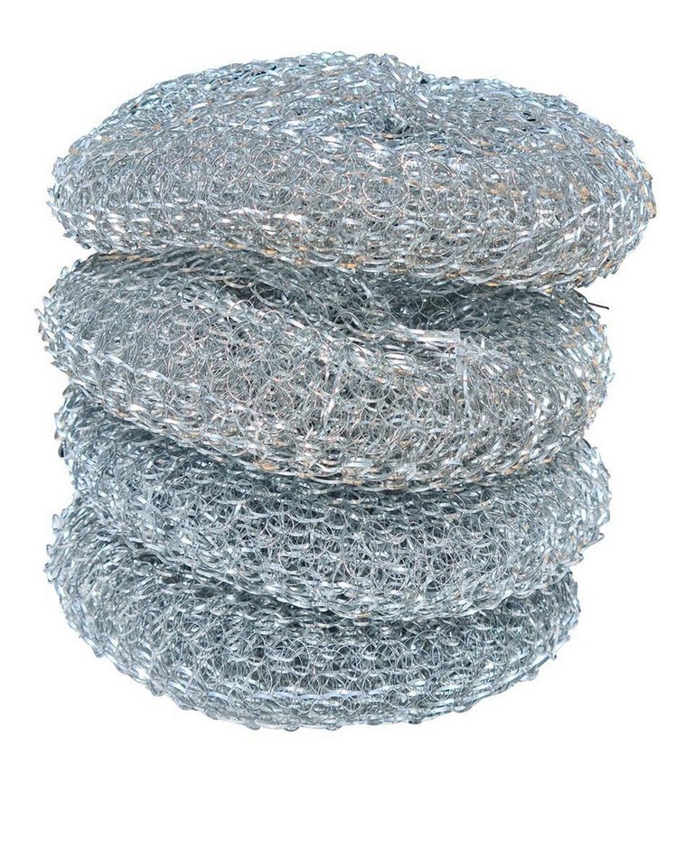 Best Choice Reinigungsschwamm Metall Topfreiniger 4er Set Ø 100mm Silber, Topfreiniger Metallschwamm Topfkratzer Scheuerreiniger Schwamm Reinigu Bild 2