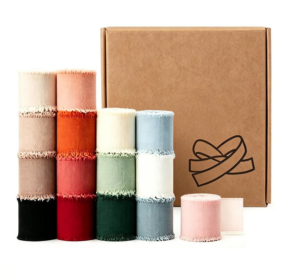 AFKSMILE Satinband Geschenkband Mix Set, Schleifenband, zart Chiffonband Stoff 4cm x 50m, für stilvoll schöne Hochzeitseinladung,Geschenke,Tischdeko, Dekoband Bild 2