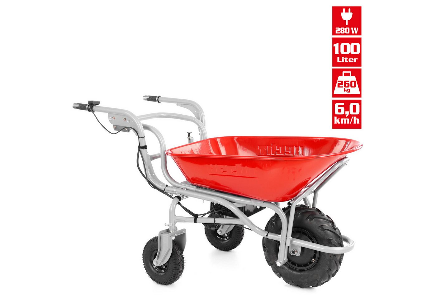 Hecht Motorschubkarre 2623 Akku-Muldenkipper Elektro 280 W 260 kg Tragkraft, 100 l, bürstenloser Motor, LED-Ladeanzeige, Luftreifen Stollenprofil Bild 5