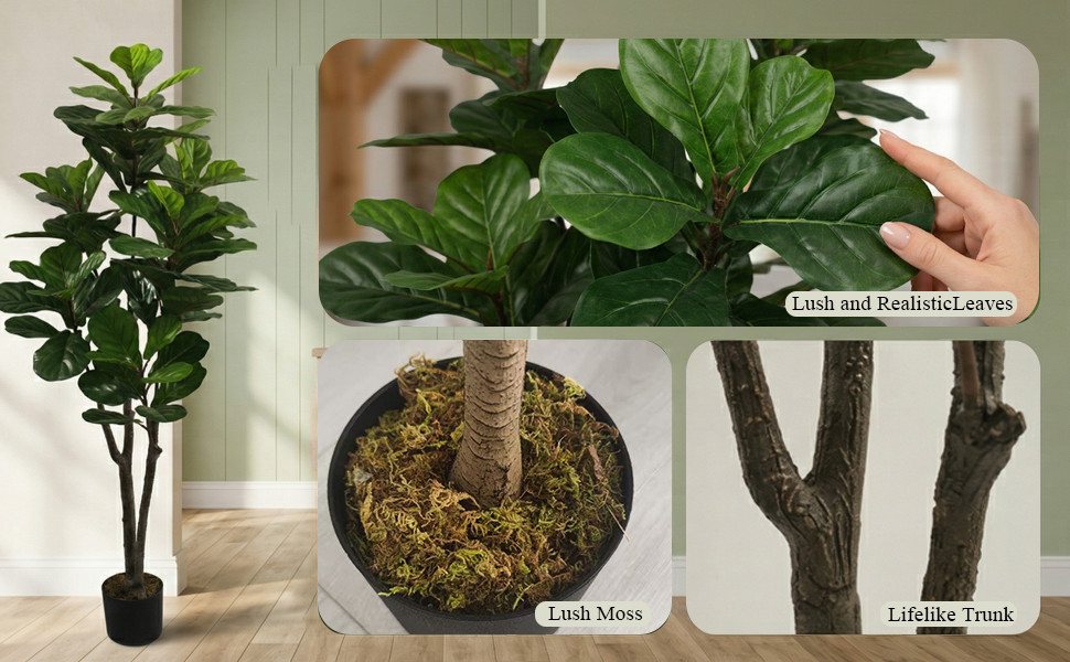 Künstliche Zimmerpflanze Ficus Lyrata Höhe 160/180 cm Geigenfeige im Topf moderne Zimmerpflanze Ficus Lyrata, CASSILANDO, Höhe 160 cm, im Topf