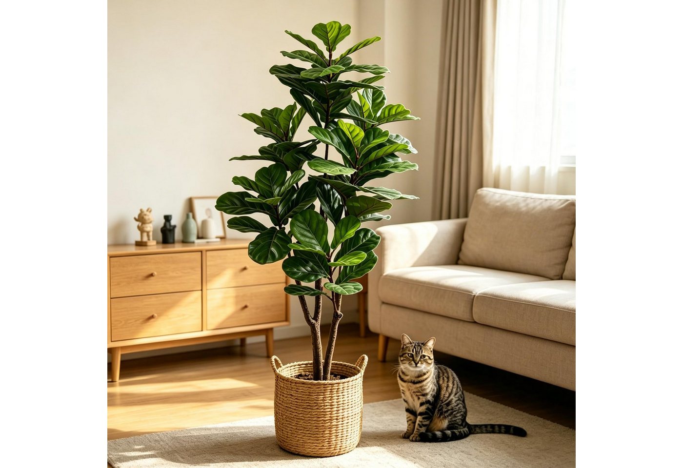 Künstliche Zimmerpflanze Ficus Lyrata Höhe 160/180 cm Geigenfeige im Topf moderne Zimmerpflanze Ficus Lyrata, CASSILANDO, Höhe 160 cm, im Topf Bild 2