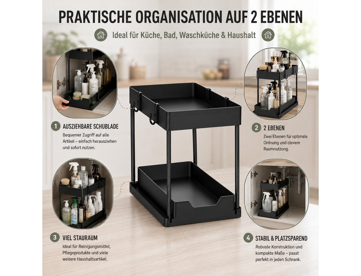 Best for Home Küchenorganizer-Set Küchenorganizer, Schwarz