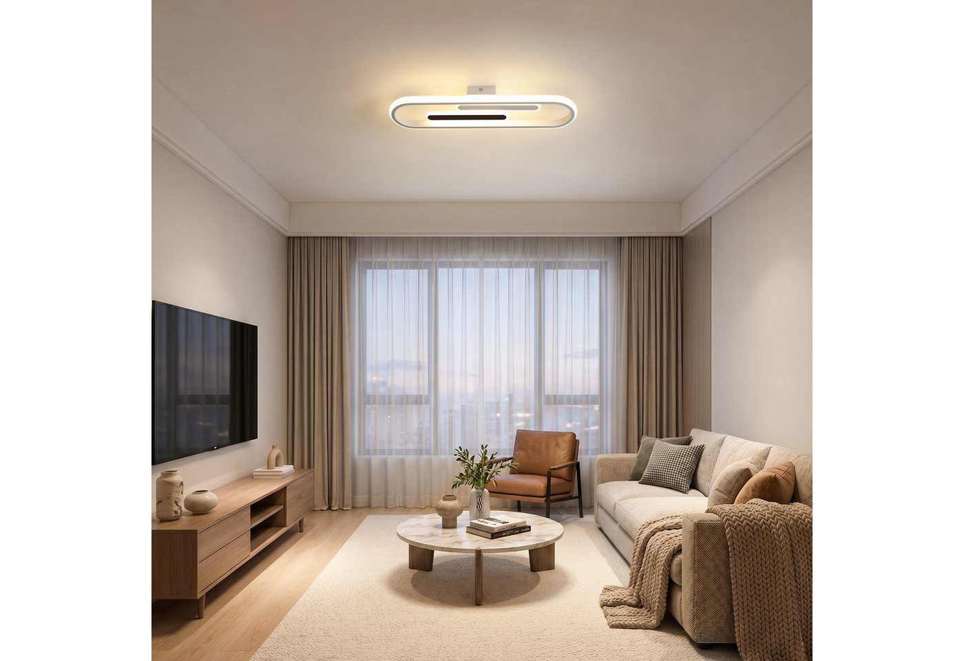 BlingBin LED Deckenleuchte 47cm Deckenlampe 29W 3400 lm warmweiß moderne LED Lampe, LED fest integriert, Tageslichtweiß, für Esstisch, Wohnzimmer und Büro Bild 4