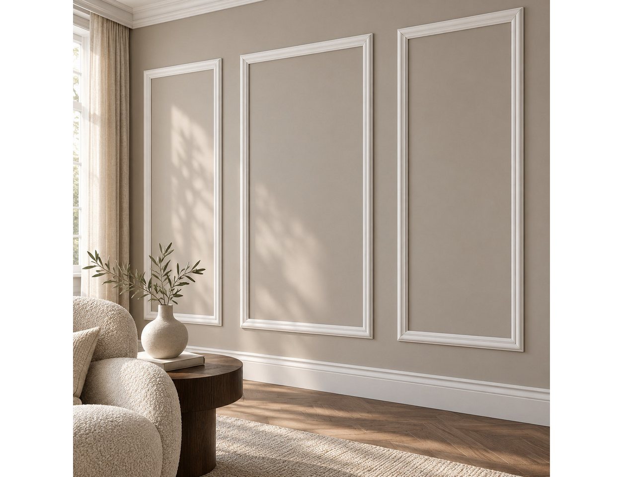 IKHEMalarka 3D Wandpaneel Wandleiste Zierleiste aus hartem PS Stuckleiste Wandrahmen Wanddeko, BxL: 4x175 cm, (1 Stück) DP1 175 cm Weiß oder Schwarz Bild 2