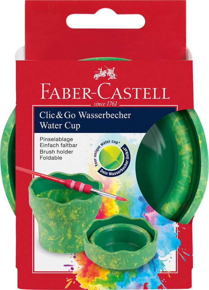 Faber-Castell Farbkasten Faber-Castell Wasserbecher Clic&Go grün – faltbar