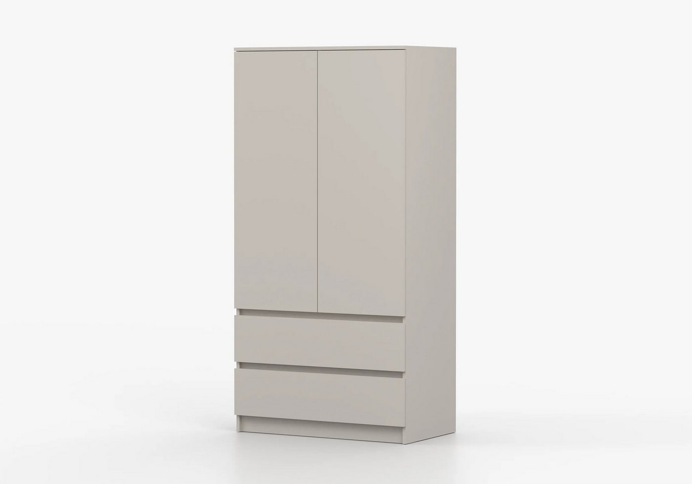 MOEBLO Drehtürenschrank LOSKO 2D2S (Kleiderschrank - 90 cm breit, mit 2 Türen, 2 Schubladen, 4 Einlegeböden und Kleiderstange, grifflos, Weiß oder Kaschmir) (BxHxT): 90 x 180 x 50 cm Bild 2