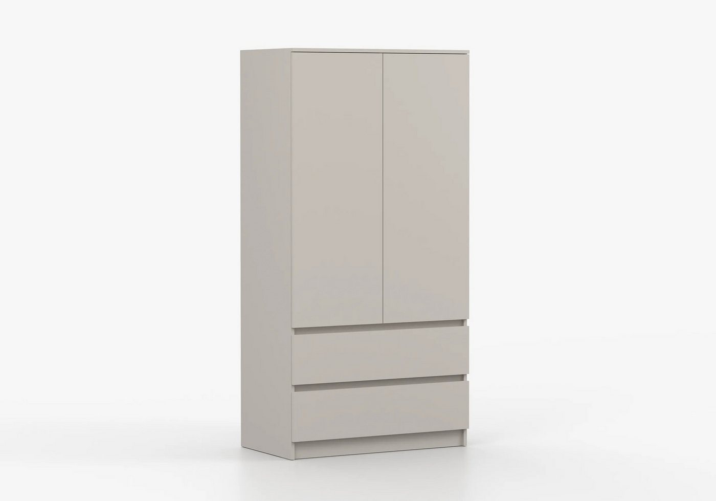 MOEBLO Drehtürenschrank LOSKO 2D2S (Kleiderschrank - 90 cm breit, mit 2 Türen, 2 Schubladen, 4 Einlegeböden und Kleiderstange, grifflos, Weiß oder Kaschmir) (BxHxT): 90 x 180 x 50 cm Bild 5