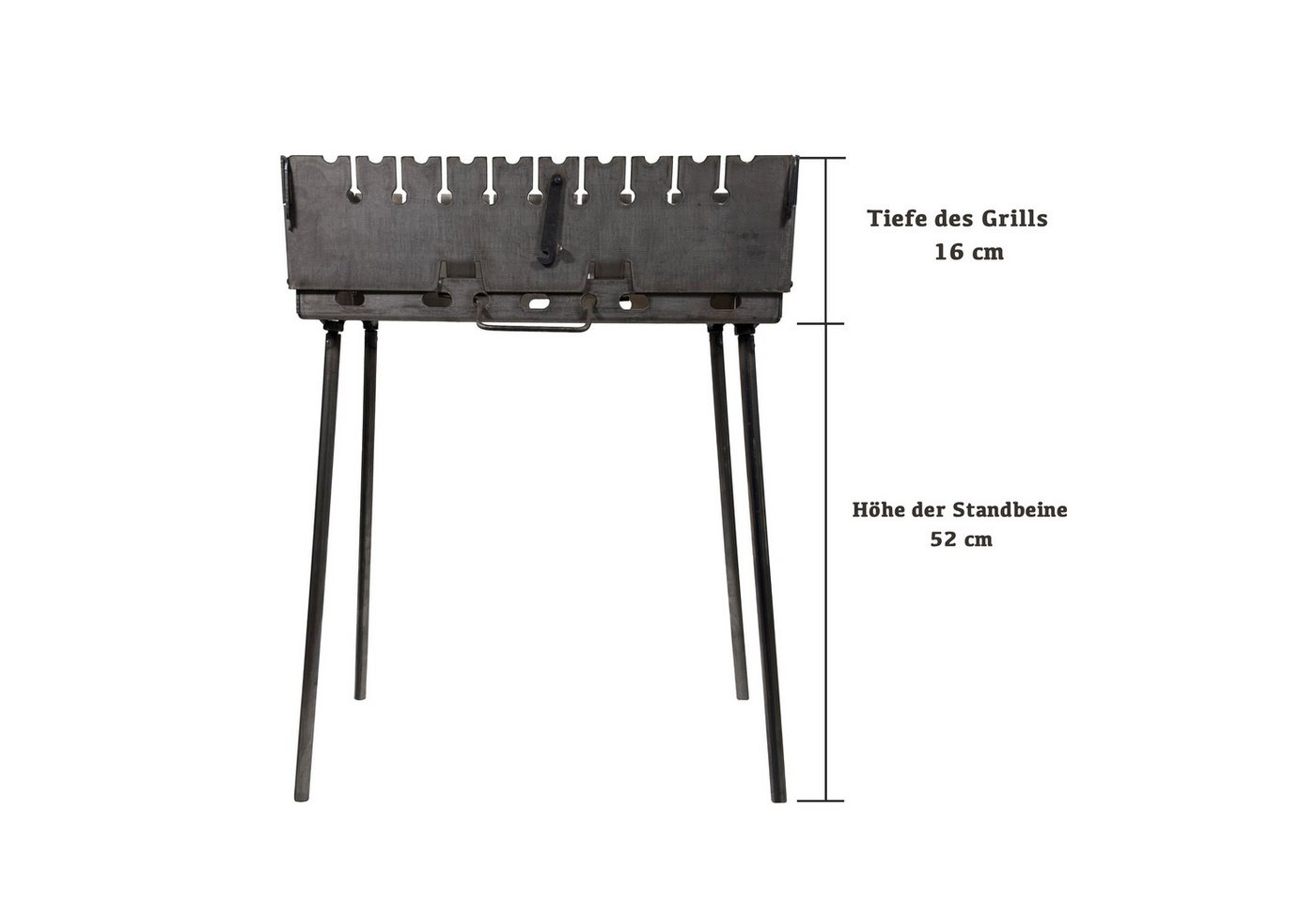GOROCH Holzkohlegrill Mangal Verstärkter Schaschlikgrill Stahl 3 mm für 10 Spieße Bild 3