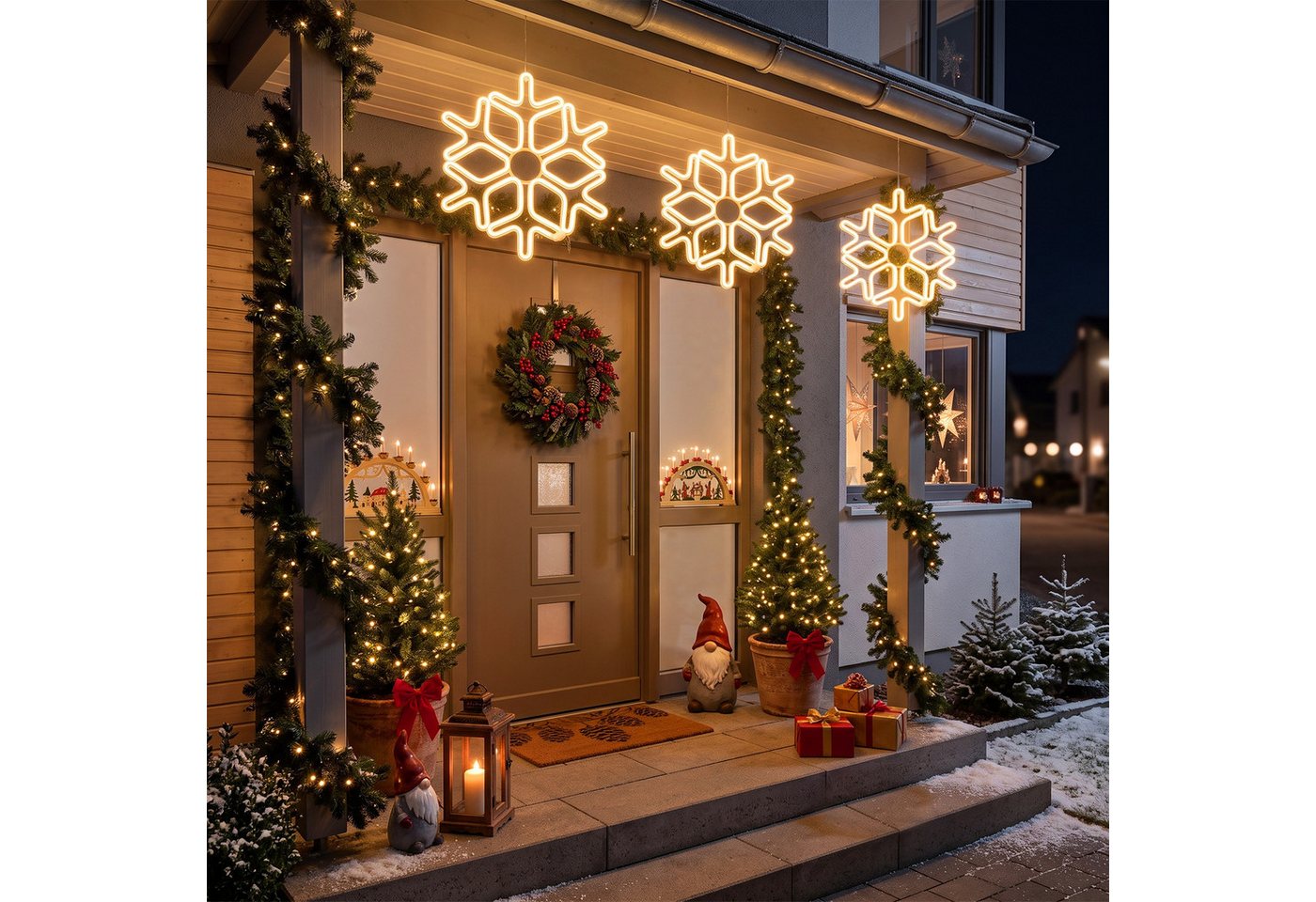 Salcar LED Dekolicht 40/60cm Schneeflocke Neonlicht LED Fenster Weihnachts Dekoration, Warmweiß, LED Weihnachts Lichter, Weihnachtsdeko Outdoor Bild 4