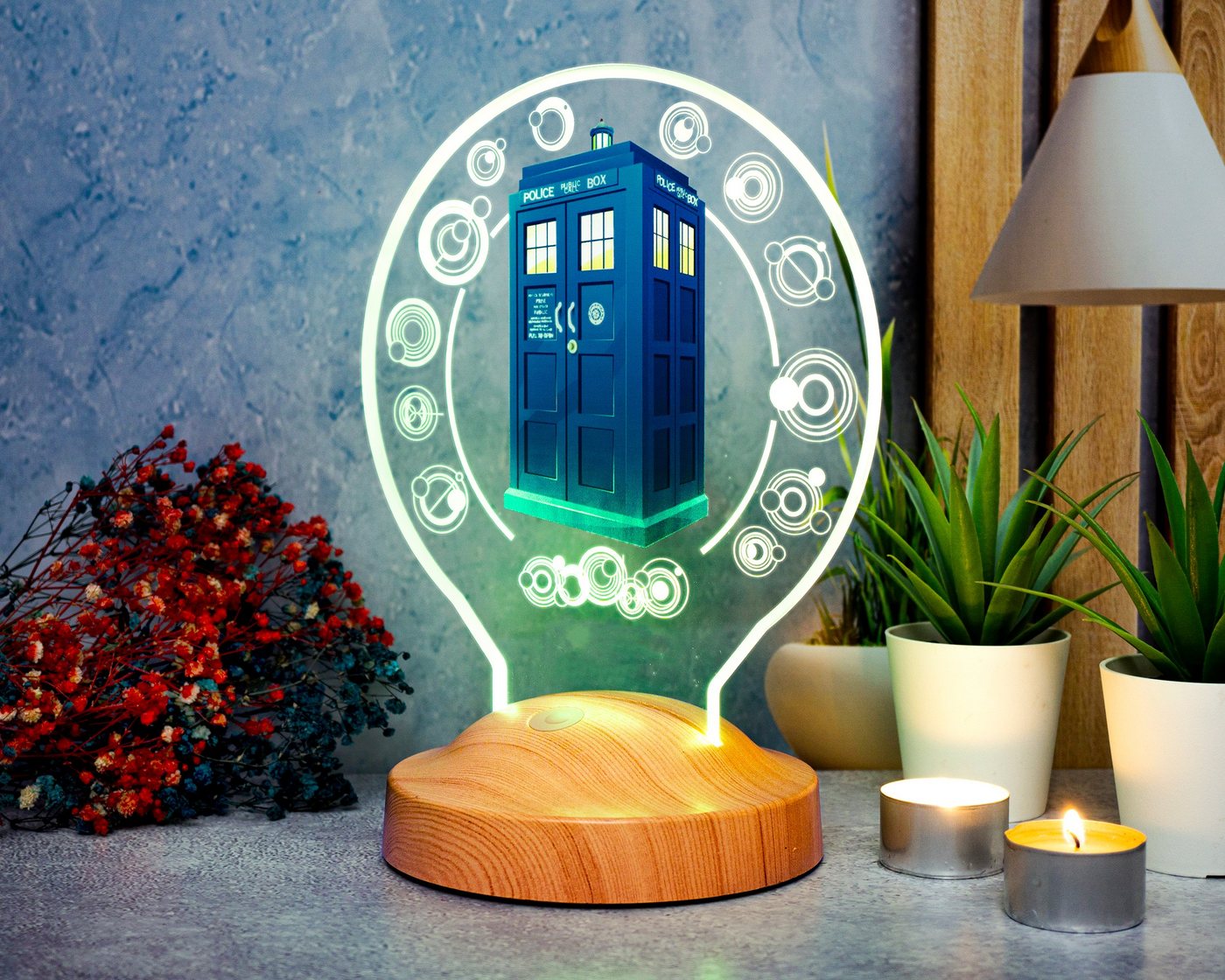 Geschenkelampe LED Nachttischlampe Tardis DR WHO 3D UV-Druck Nachtlicht Zimmer Deko, Leuchte 7 Farben fest integriert, Geburtstagsgeschenk für Freunde, Mädchen, Jungen Bild 2