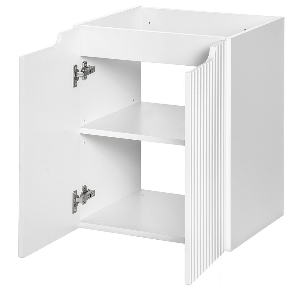 Lomadox Unterschrank NEWPORT-56-WHITE Waschtischunterschrank, weiß mit gerillter Front, ca. 50/57/39cm