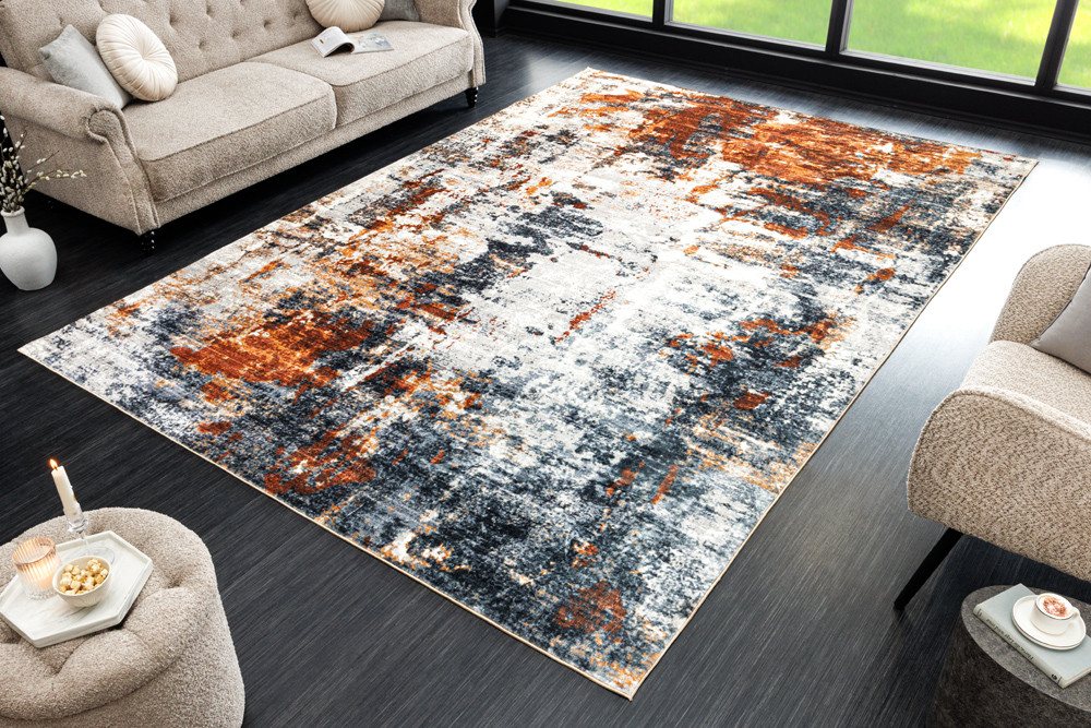 riess-ambiente Designteppich MODERN ART XXL 350x240cm grau kupfer · moderner Kurzflor-Teppich, rechteckig, Höhe: 8 mm, Wohnzimmer · Fußbodenheizung-geeignet · Indoor · Grafikmuster Bild 4