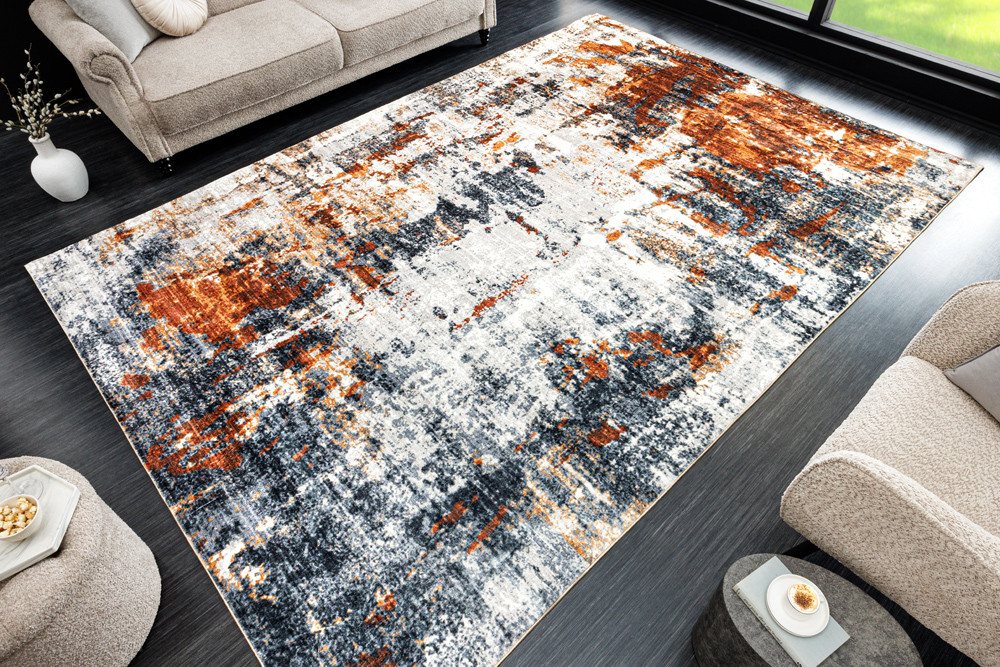 riess-ambiente Designteppich MODERN ART XXL 350x240cm grau kupfer · moderner Kurzflor-Teppich, rechteckig, Höhe: 8 mm, Wohnzimmer · Fußbodenheizung-geeignet · Indoor · Grafikmuster Bild 5
