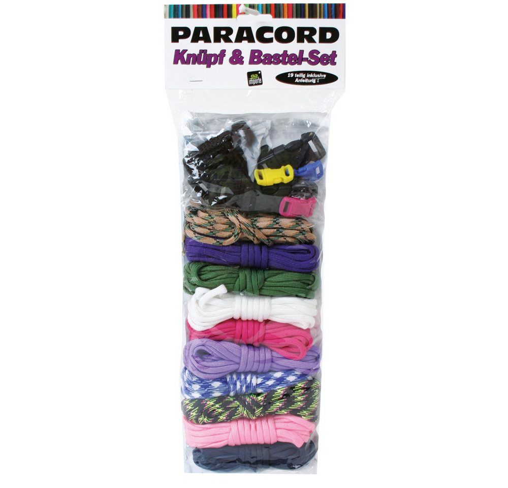 TE-Trend Kordel Paracord Seil Set 19-teilig Kernmantel Seil Steckschliesser, Hochstabiles Fallschirm Seil Bild 2