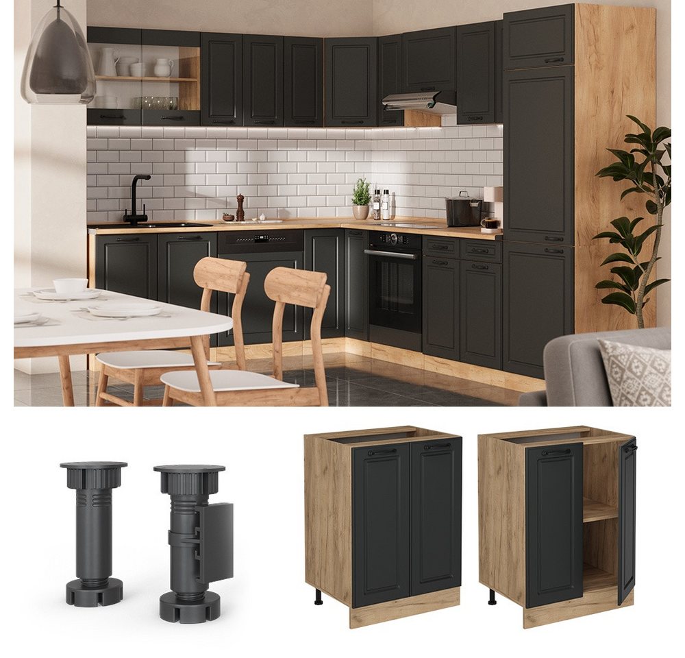 Vicco Unterschrank R-Line, Anthrazit Landhaus/Goldkraft Eiche, 60 cm ohne Arbeitsplatte (1-St) Bild 2