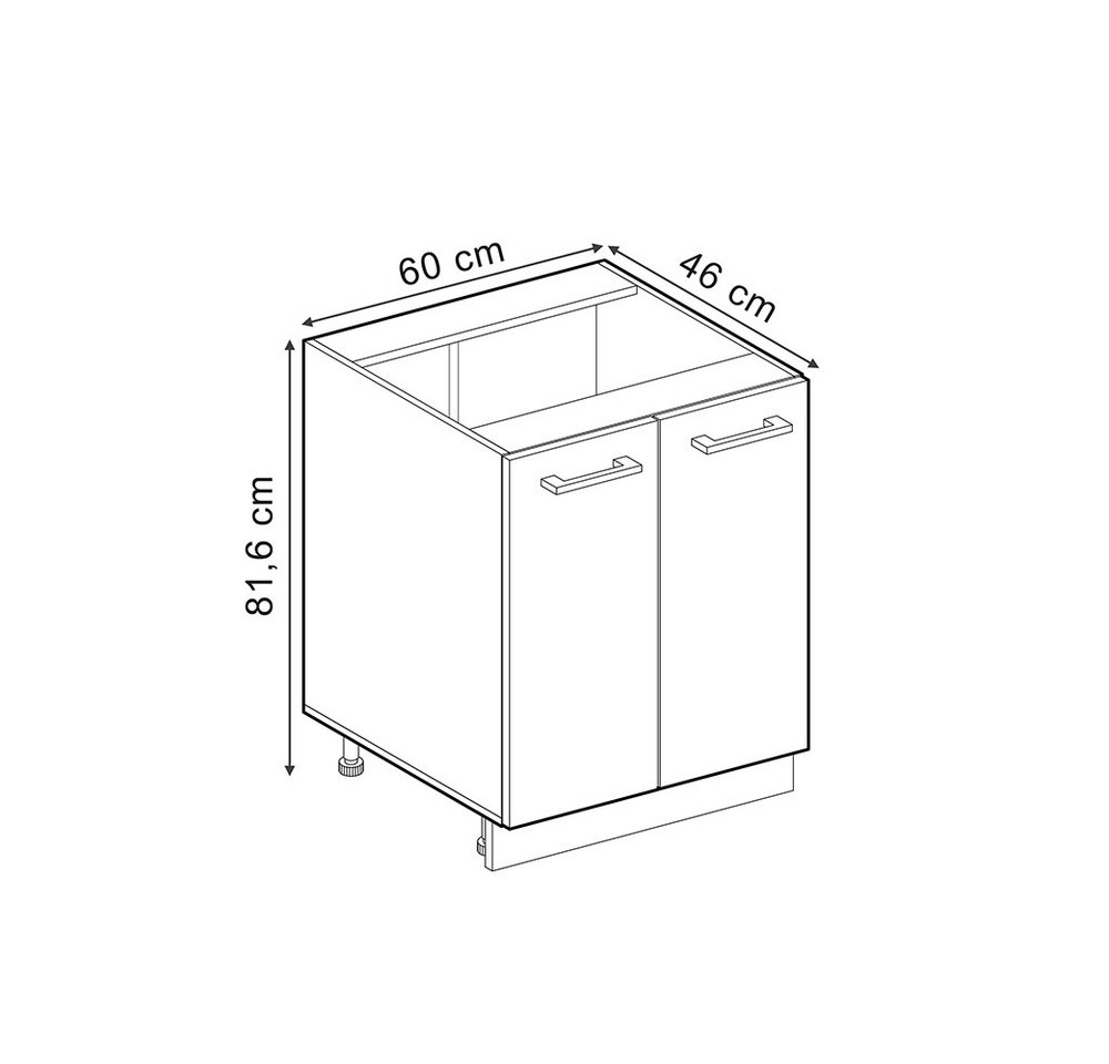 Vicco Unterschrank R-Line, Anthrazit Landhaus/Goldkraft Eiche, 60 cm ohne Arbeitsplatte (1-St) Bild 3