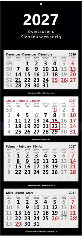 Anschütz Wandkalender XXL 4-Monatskalender 2027