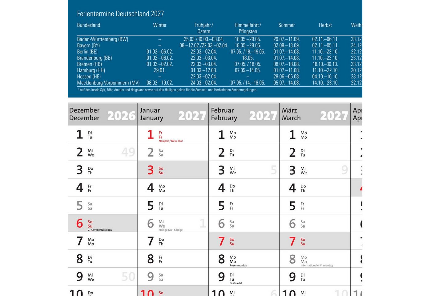 Anschütz Plakatkalender XXL Wandkalender - Jahresplaner 2027 - 99 x 69 cm groß