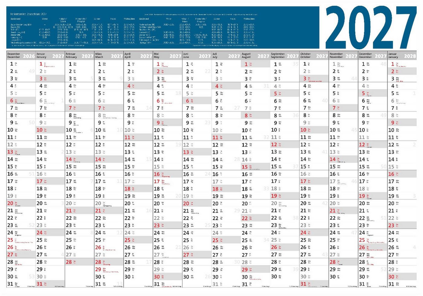 Anschütz Plakatkalender XXL Wandkalender - Jahresplaner 2027 - 99 x 69 cm groß Bild 2