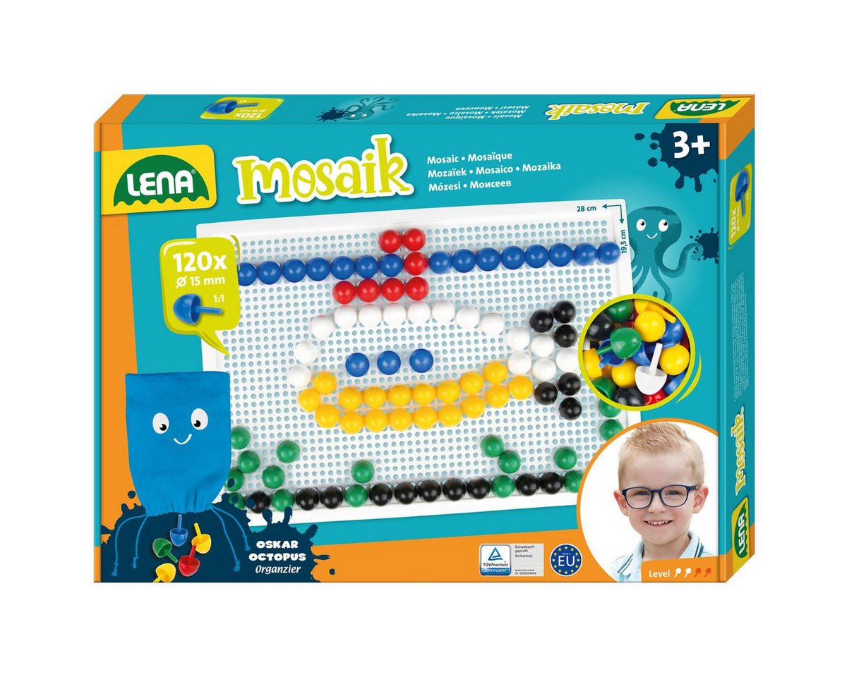Lena® Kreativset LENA Set Mosaik groß 120 Stecker 10mm 28x19,5cm