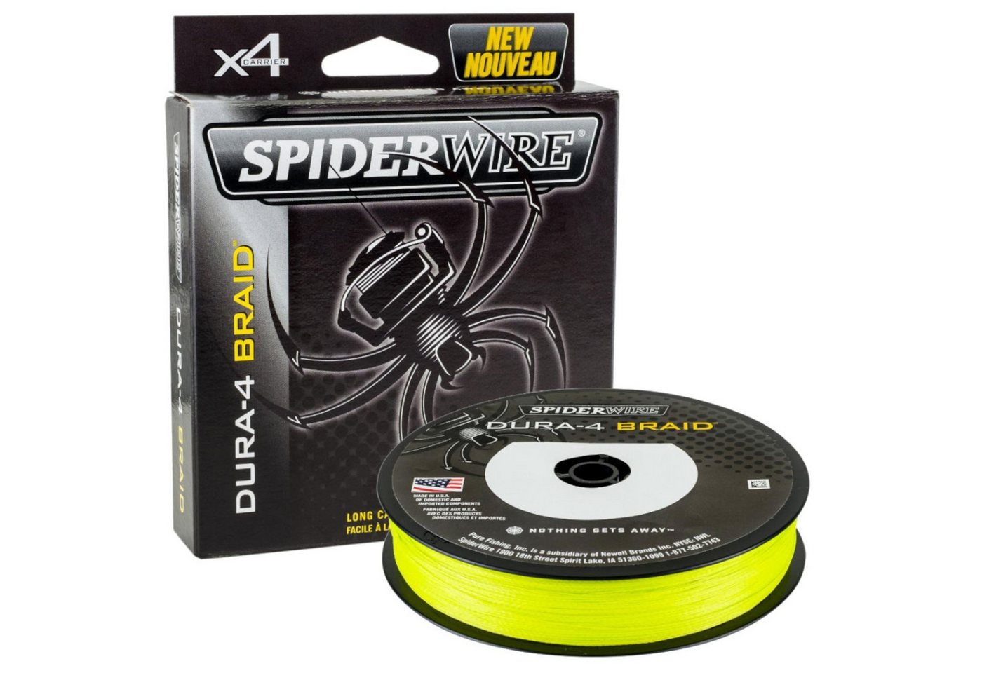 Spiderwire Angelschnur Spiderwire Dura 4 Braid Geflochtene Schnur 150m - 0,20mm Gelb Angeln, 150 m Länge, 0,20 mm Fadendurchmesser, (1-St), Sehr gutes Verhältnis von Stärke zu Durchmesser