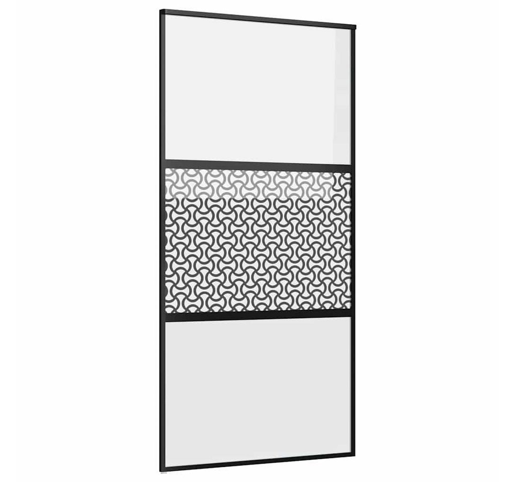 furnicato Schiebetür Glastür 102,5 x 2 x 205 cm Schwarz, Platzsparende Raumtrennung mit verstellbarem Stopper für innen Bild 2