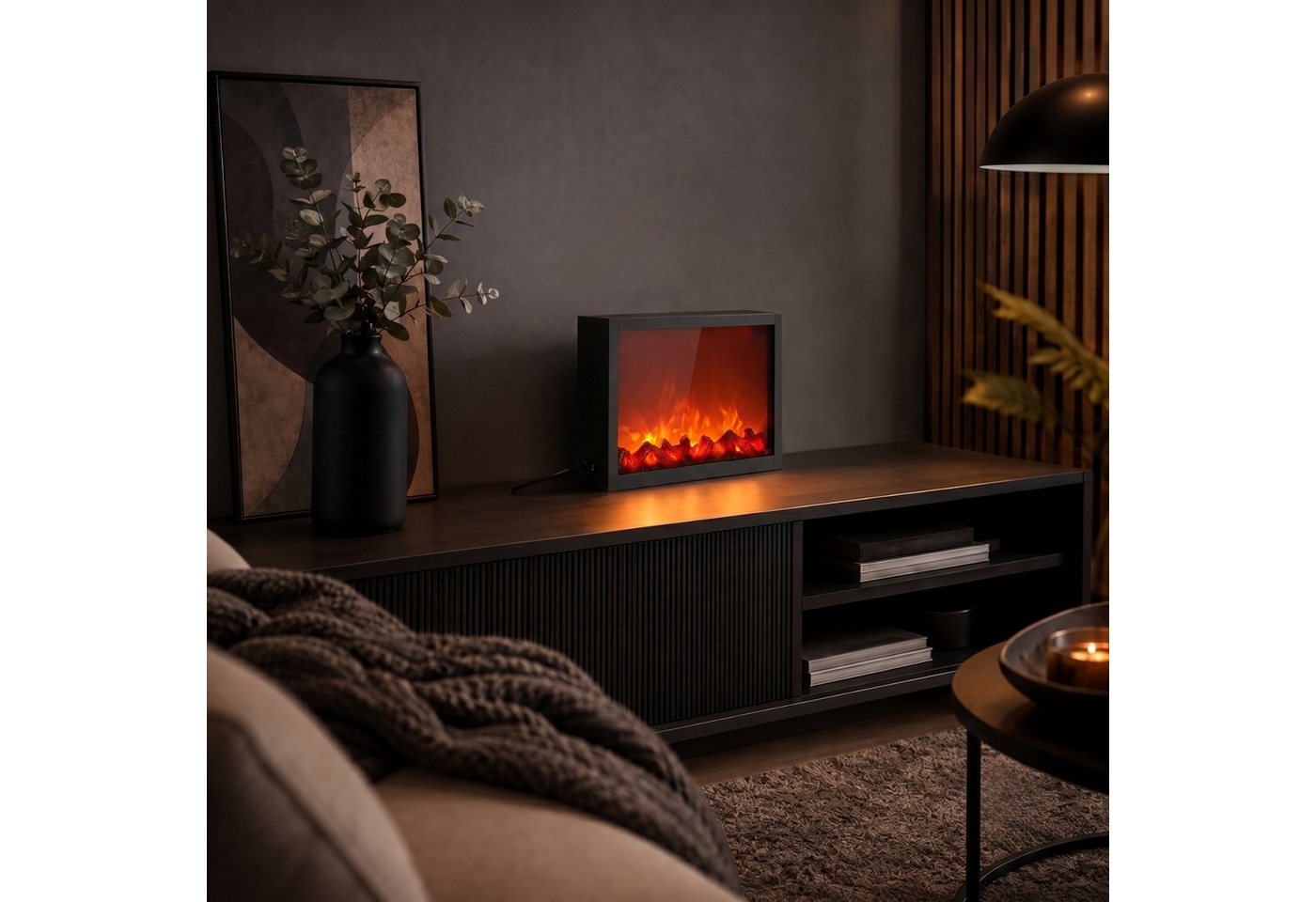 TWILUX Elektrokamin Dekorativer LED-Kamin, aus Metall, 10 x 41 x 35 cm