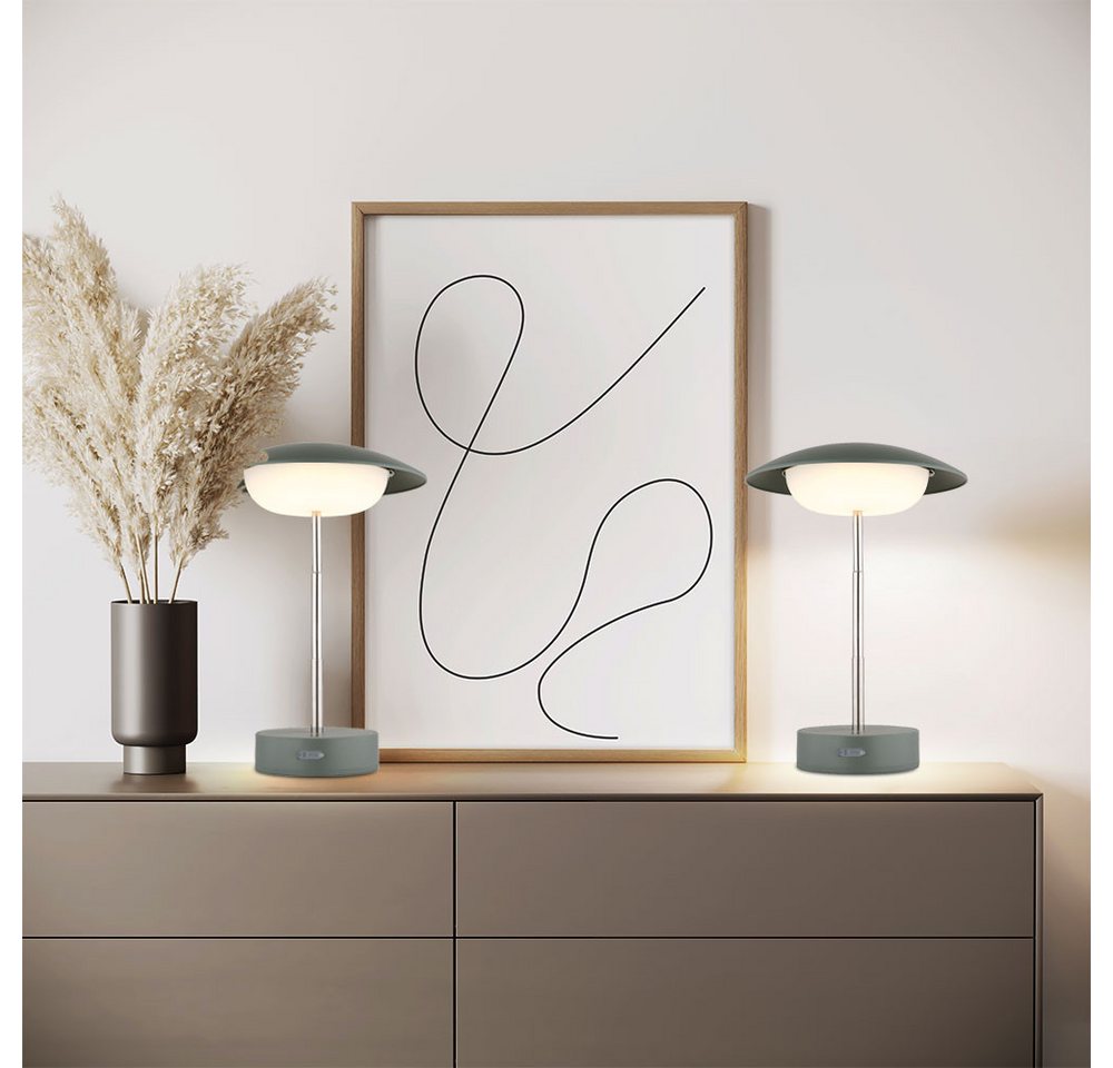 GLOBO LIGHTING LED Tischleuchte, LED-Leuchtmittel fest verbaut, Warmweiß, Tischlampe Leselampe Touchdimmer höhenverstellbar Akku 2er Set Bild 2