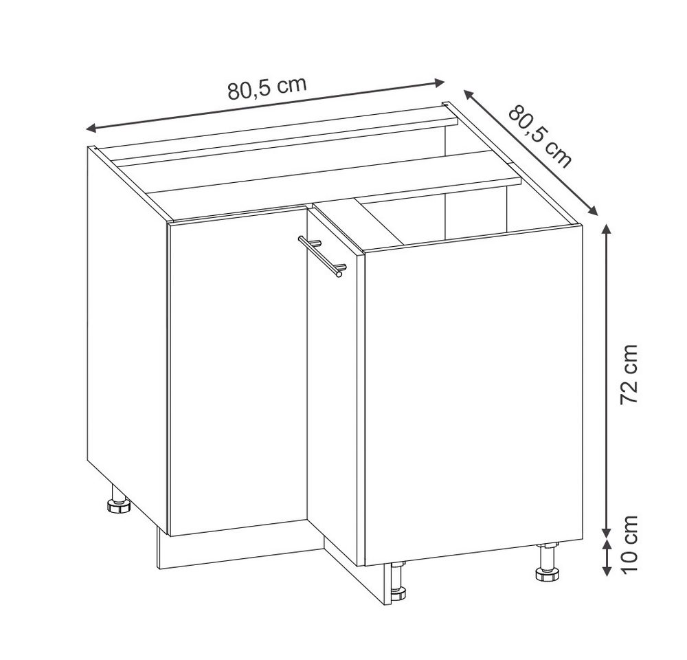 Vicco Eckunterschrank Fame-Line, Dunkelgrau/Goldkraft Eiche, 80.5 cm ohne Arbeitsplatte (1-St) Bild 2
