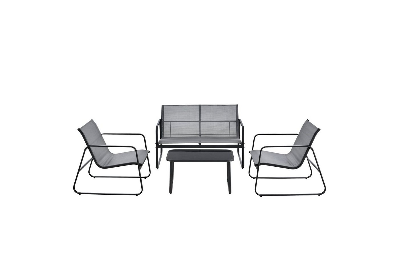 en.casa Gartenlounge-Set, »Palencia« 4-tlg. Gartengarnitur Schwarz/Hellgrau