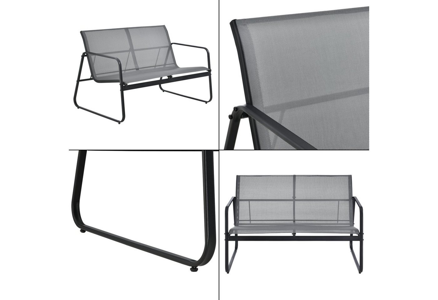 en.casa Gartenlounge-Set, »Palencia« 4-tlg. Gartengarnitur Schwarz/Hellgrau Bild 5