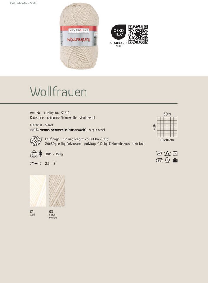 Schoeller + Stahl Wollfrauen Effektgarn, 300 m, besonders weich und wärmend