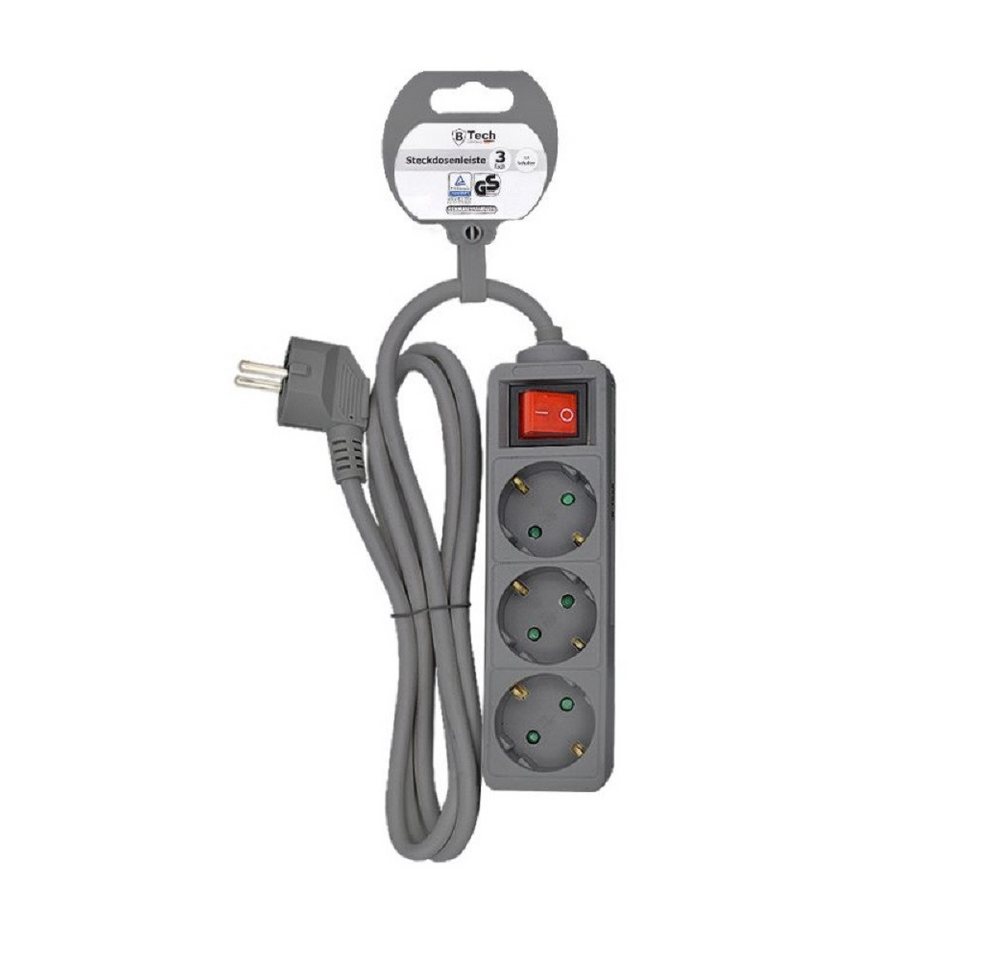 Bahama Warenvertriebs GmbH 35962 Steckdosenleiste 3-fach (Ein Ausschalter, 3 Steckplätze, Kompakte Bauform, Überlastschutz, Kindersicherung, Kabellänge 1.4 m), Schalter reduziert Standby Stromverbrauch effektiv Bild 2