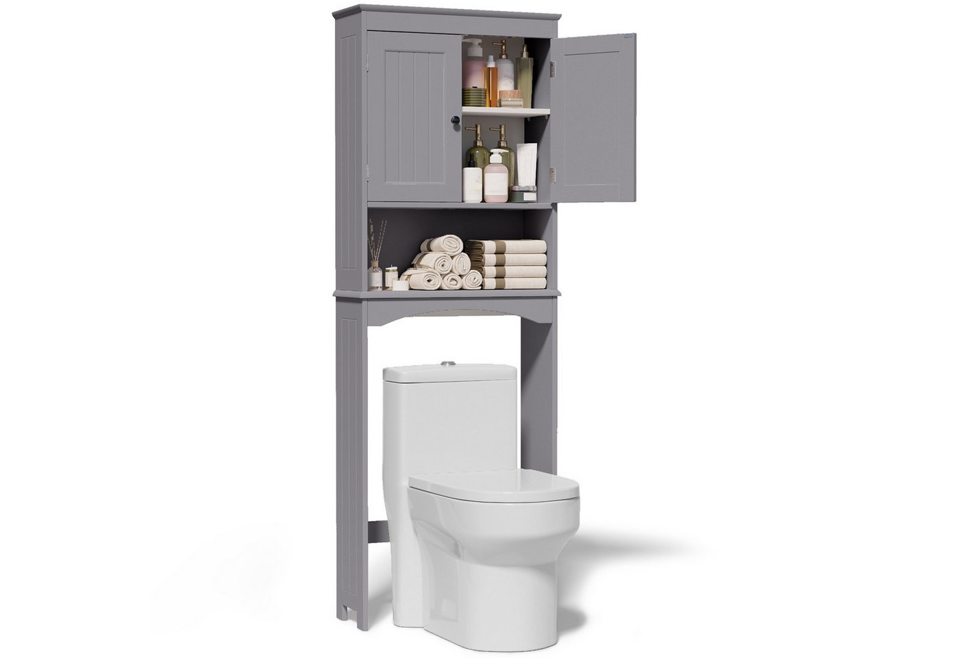 Blishom Badregal WC-Regal über Toilette, Badezimmerschrank mit Verstellbarem Regalboden, Badregal Platzsparend mit Offenem Fach, 167 x 60 x 23 cm Bild 3